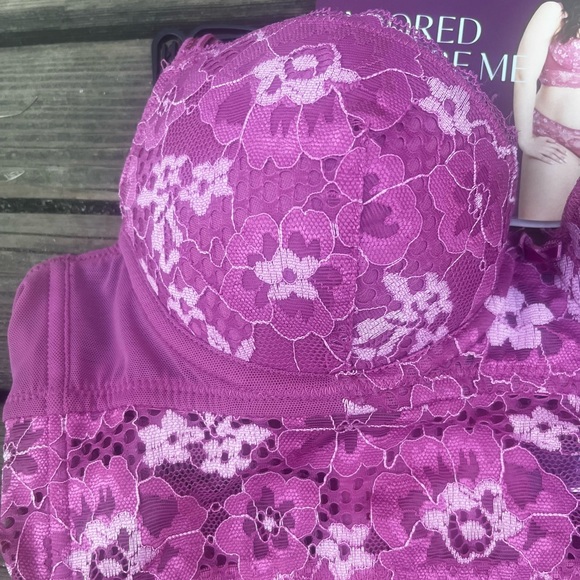 ADORED BY ADORE ME PINK LACE PAPAL LONGLINE DEMI BEA 32B NWT - Picture 3 of 8